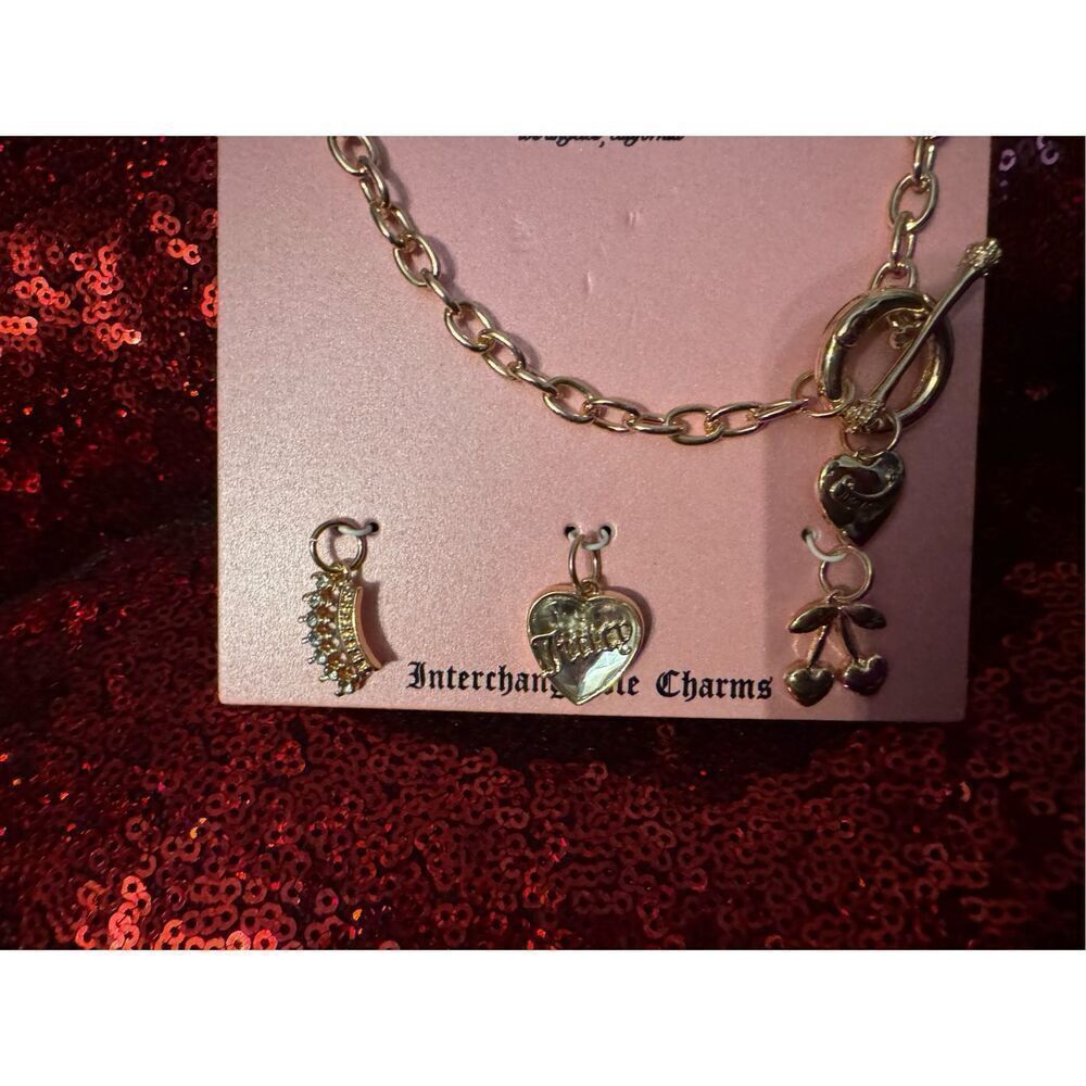 Heritage y2k juicy couture interchangeable 9x charm necklace's gold bundle/lot - Picture 5 of 7